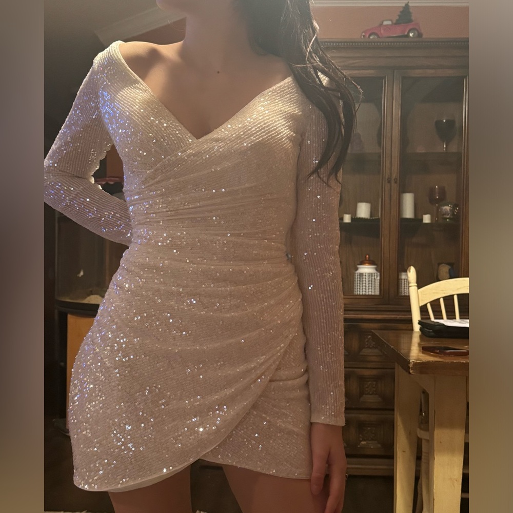 White sequined dress